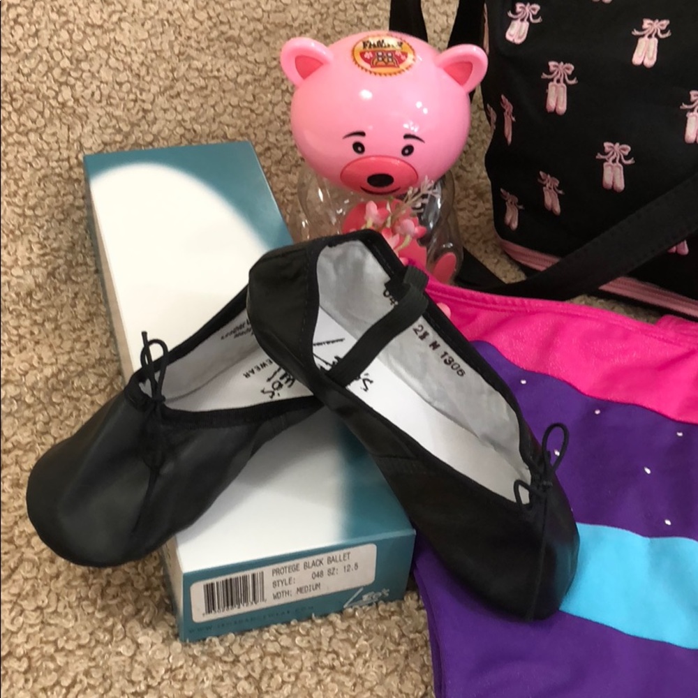 LEOS Black Ballet Shoes Leather W=Med. - Picture 4 of 9